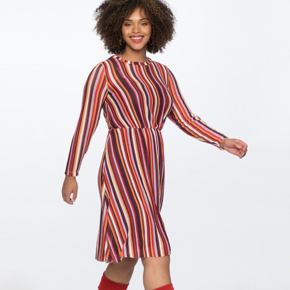 Eloquii Striped Mesh Dress